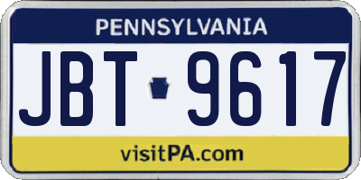 PA license plate JBT9617