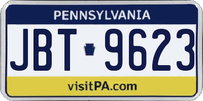 PA license plate JBT9623