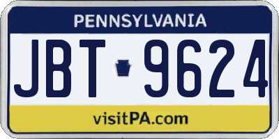 PA license plate JBT9624