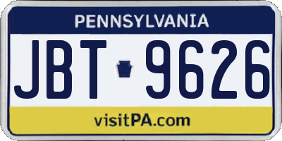 PA license plate JBT9626