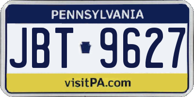 PA license plate JBT9627