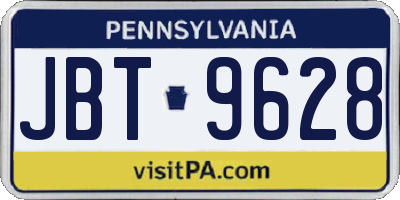 PA license plate JBT9628