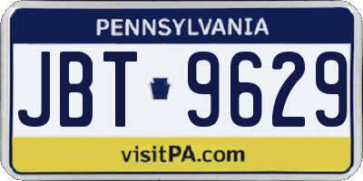 PA license plate JBT9629