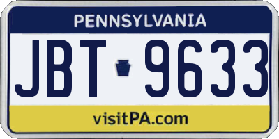 PA license plate JBT9633