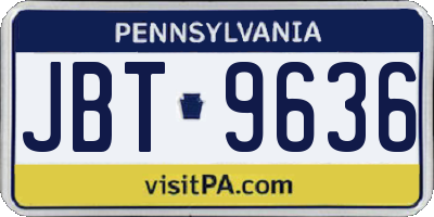 PA license plate JBT9636