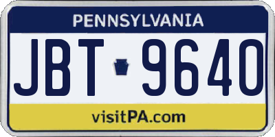 PA license plate JBT9640