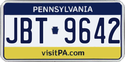 PA license plate JBT9642