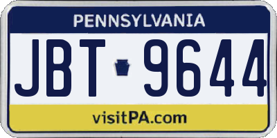 PA license plate JBT9644