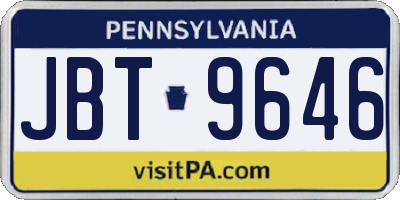 PA license plate JBT9646