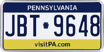 PA license plate JBT9648
