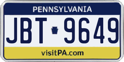 PA license plate JBT9649