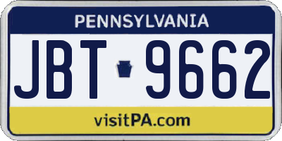PA license plate JBT9662
