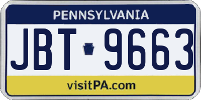 PA license plate JBT9663