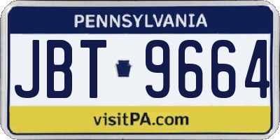 PA license plate JBT9664