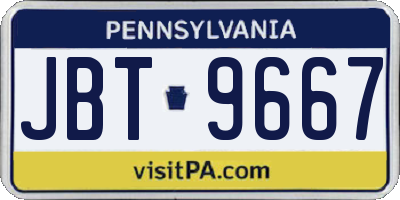 PA license plate JBT9667