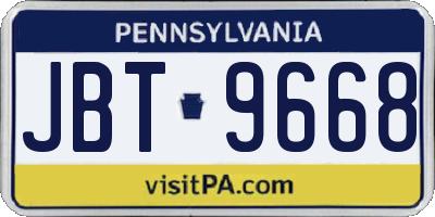 PA license plate JBT9668