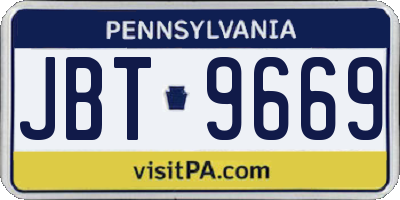 PA license plate JBT9669