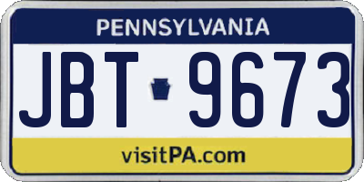 PA license plate JBT9673