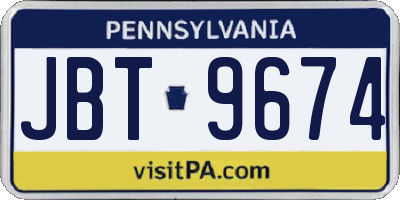PA license plate JBT9674