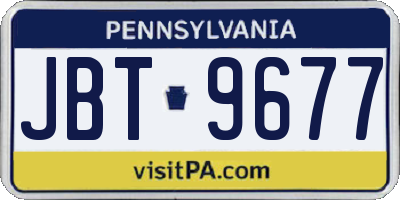 PA license plate JBT9677