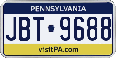 PA license plate JBT9688