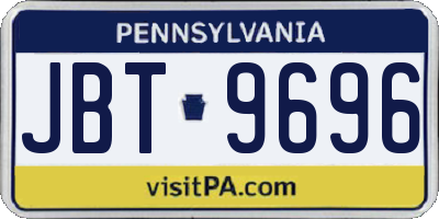 PA license plate JBT9696