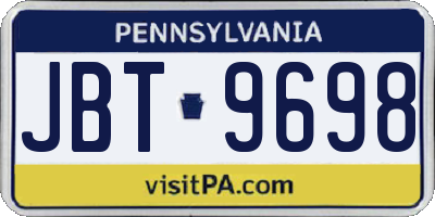 PA license plate JBT9698