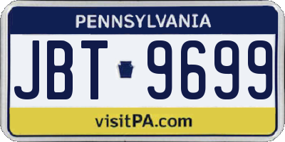 PA license plate JBT9699