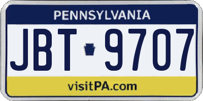 PA license plate JBT9707
