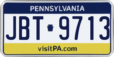 PA license plate JBT9713