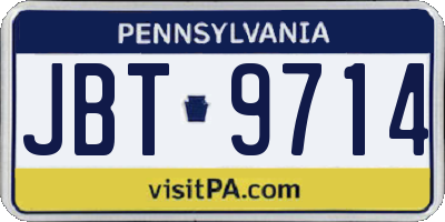 PA license plate JBT9714