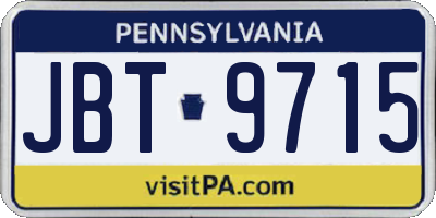 PA license plate JBT9715