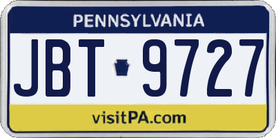 PA license plate JBT9727