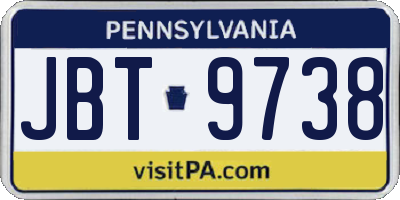 PA license plate JBT9738