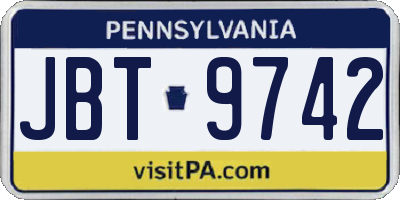 PA license plate JBT9742