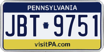 PA license plate JBT9751