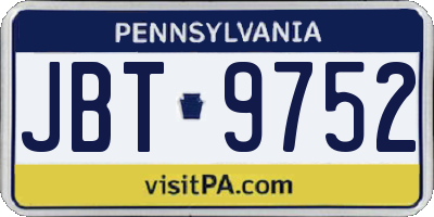 PA license plate JBT9752