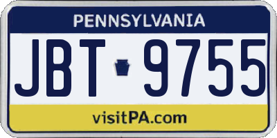 PA license plate JBT9755