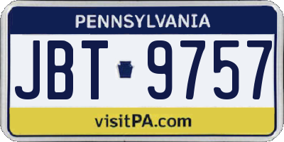 PA license plate JBT9757