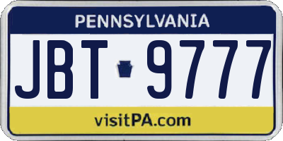 PA license plate JBT9777