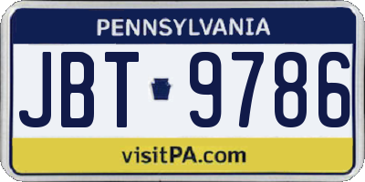 PA license plate JBT9786