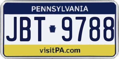 PA license plate JBT9788
