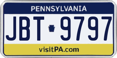 PA license plate JBT9797