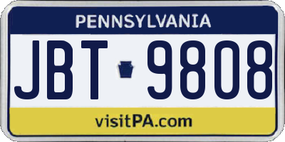 PA license plate JBT9808