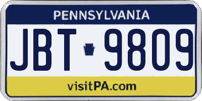 PA license plate JBT9809