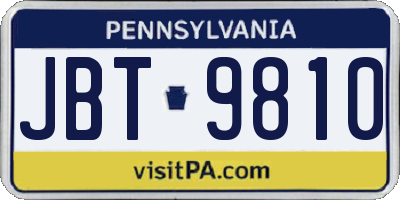 PA license plate JBT9810