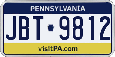 PA license plate JBT9812