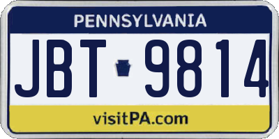 PA license plate JBT9814