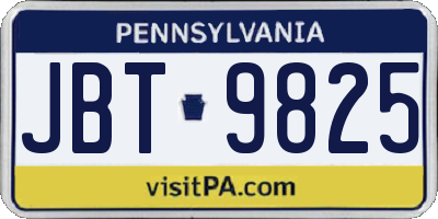 PA license plate JBT9825