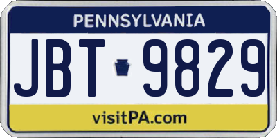PA license plate JBT9829